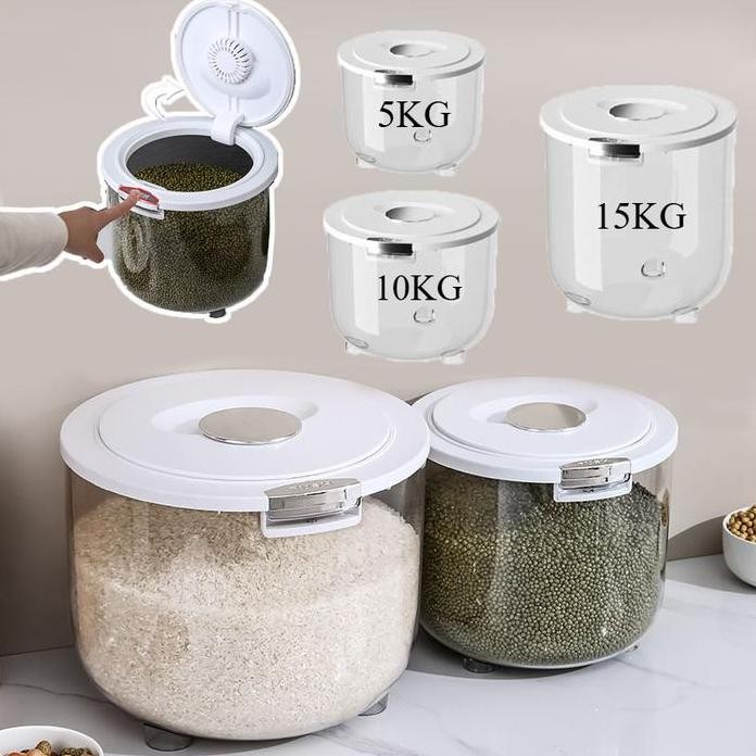 

Terlaris Tempat Beras Kotak Penyimpanan Kacang Tepung Makanan Rice Box Storage 5Kg, 10Kg & 15Kg