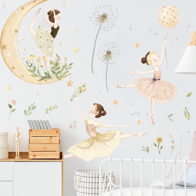 SALE STIKER DINDING CUTTING TRANSPARANT BAHAN PVC SUDAH BERPEREKAT MOTIF BULAN PENARI BALET