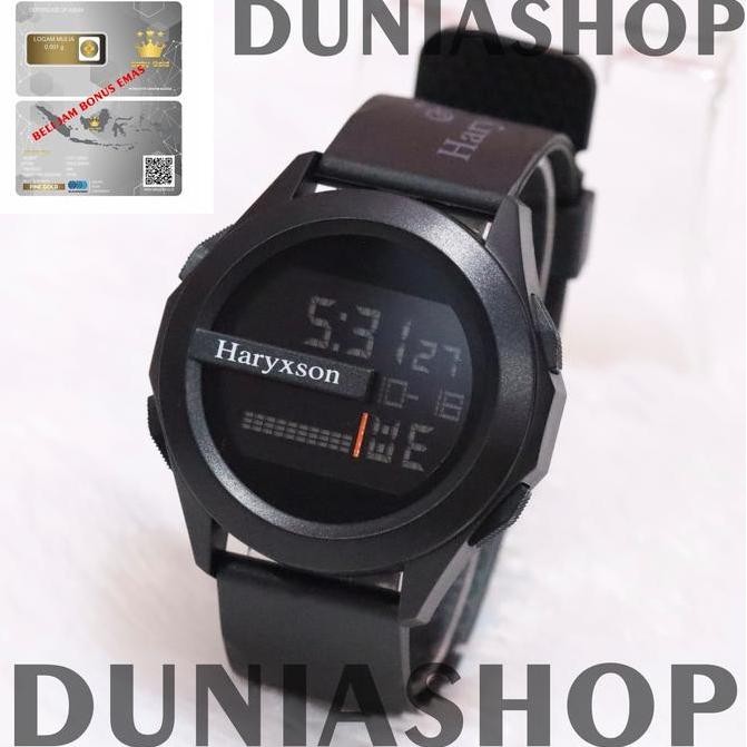 ( Bonus Emas ) Jam Tangan Pria Fashion Plat Digital Anti Air Rubber