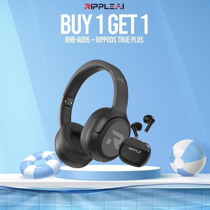 Tersedia Super BundleRIPPLE Rippods Headphone +True Plus / Fit TWS /True Go Bluetooth Earphone Bass 