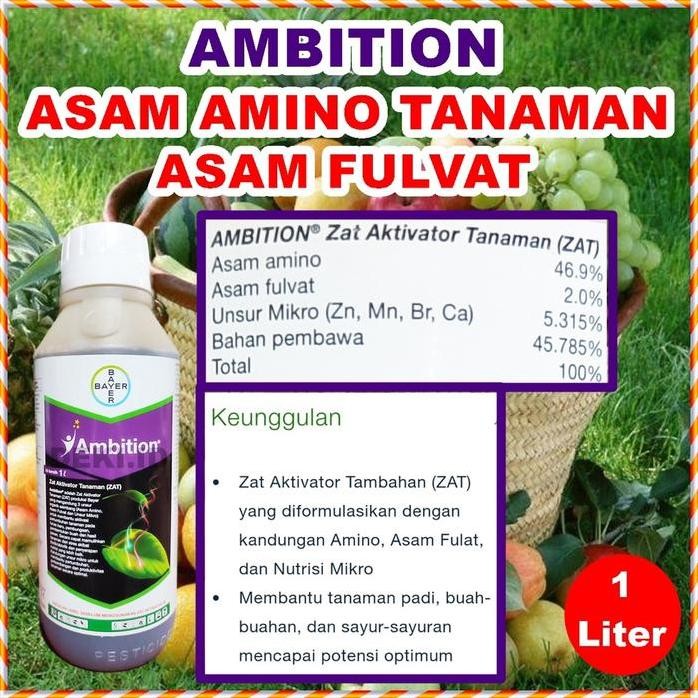 

Terlaris Ambition Bayer 1 Liter Pupuk Asam Amino Fulvat Tanaman Nutrisi Organik Cair Anggur Buah Sayur Hias Bunga Aminosan