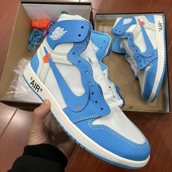 TERMURAH - OFF-White x Nike Air Jordan 1 Retro High UNC University Blue 100% Authentic