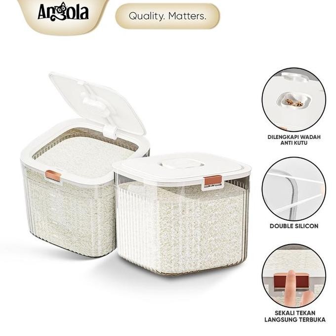 

Terlaris Angola Dispenser Beras Transparan 15Kg Tempat Beras E20 E21Tempat Penyimpanan Tepung / Biji-Bijian