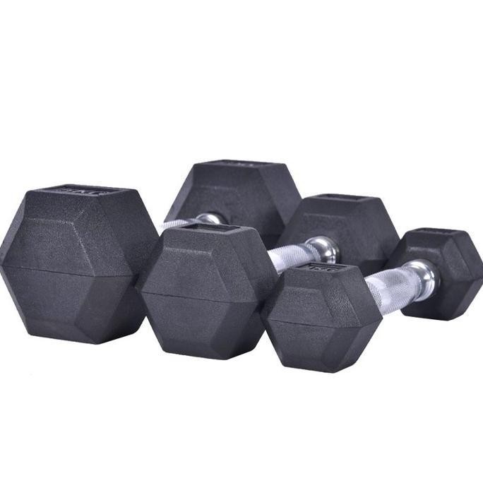 Promo Dumbbell Karet 10Kg/Cocok Untuk Pria Dan Wanita/Peralatan Fitness Rumah/Dumbbell Karet Hexagon