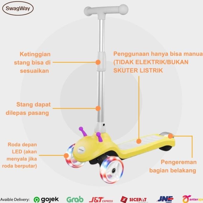 Promo Skuter Listrik Anak 2In1 3 Roda 2-8 Tahun Led Petrik 12Km