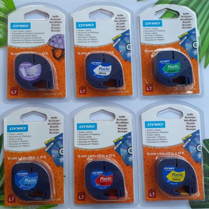 

TERLARIS - DYMO LetraTag Plastic Label 12mm x 4m Clear White Blue Yellow Red ORI