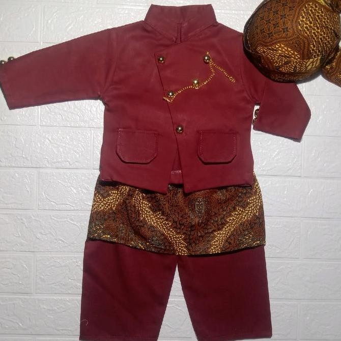 BISA COD //Realpict // free blangkon // setelan beskap anak dan bayi cowok UMUR 0 bln -10 th // besk