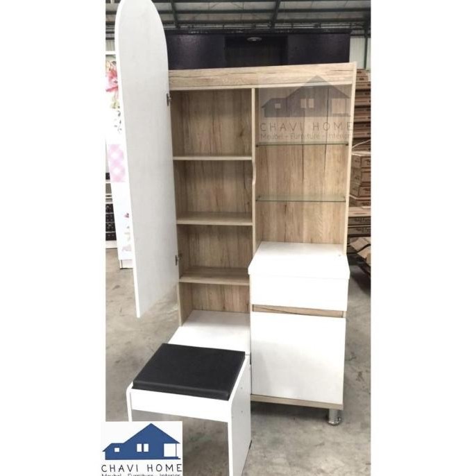 Terlaris Set Meja Rias Kaca Panjang Tinggi Lengkap Dengan Lampu Dan Kursi Top Ready Stok