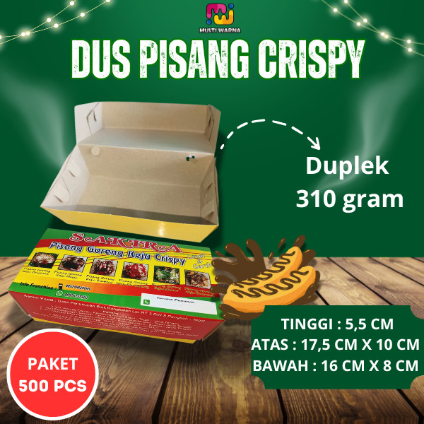 

(Paket 500 pcs) Dus Box pisang Crispy / kotak Pisang Goreng Custom