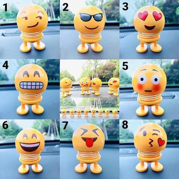 Pajangan Mobil Emoji Emoticon Bergoyang Lucu Goyang Pajangan Meja