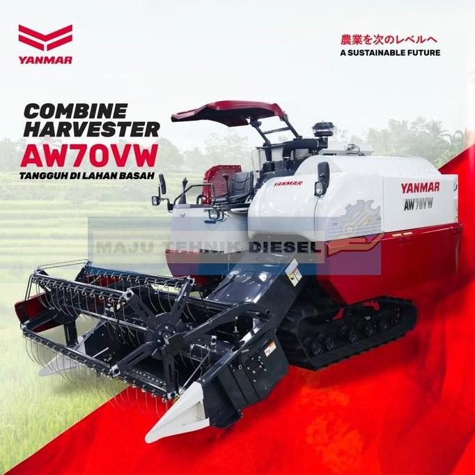 

Terlaris Mesin Pemanen Padi Combine Harvester Yanmar Aw70Vw 70 Hp