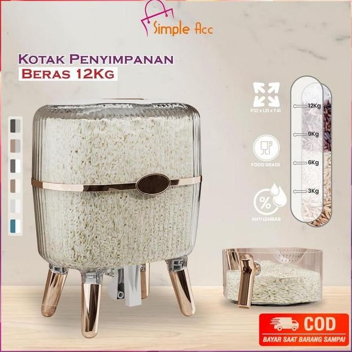 

Terlaris Wl Do-C841 Dispenser Beras 12Kg Tempat Beras Estetik / Kotak Peimpanan Makanan Kacang Tepung / Wadah Beras Rice Box Storage Perlengkapan Dapur