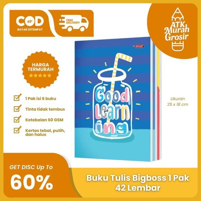 

SALE! BUKU TULIS BIG BOSS 42 LEMBAR PAK ISI 6 BUKU SEKOLAH