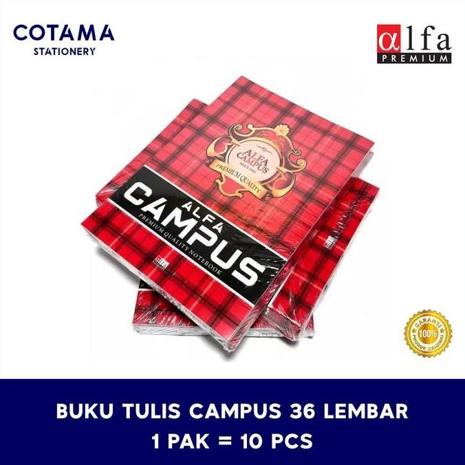 

SALE! BUKU TULIS ALFA CAMPUS PREMIUM 36 LEMBAR - 1 PACK ISI 10 BUKU