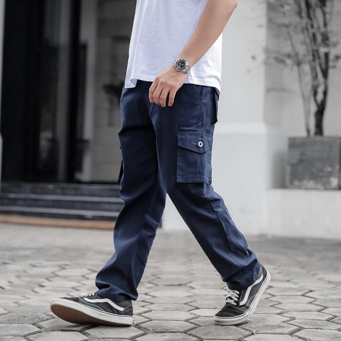 Berkualitas Celana Cargo Panjang Navy