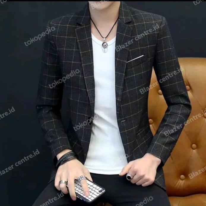 blazer model kotak Jas Pria kotak Kotak/ setelan Jas kotak murah