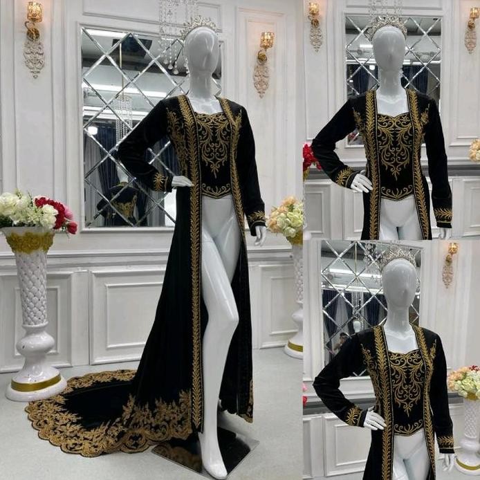 

Terlaris Kebaya Pengantin Beludru Kutubaru Motif Payet Padi