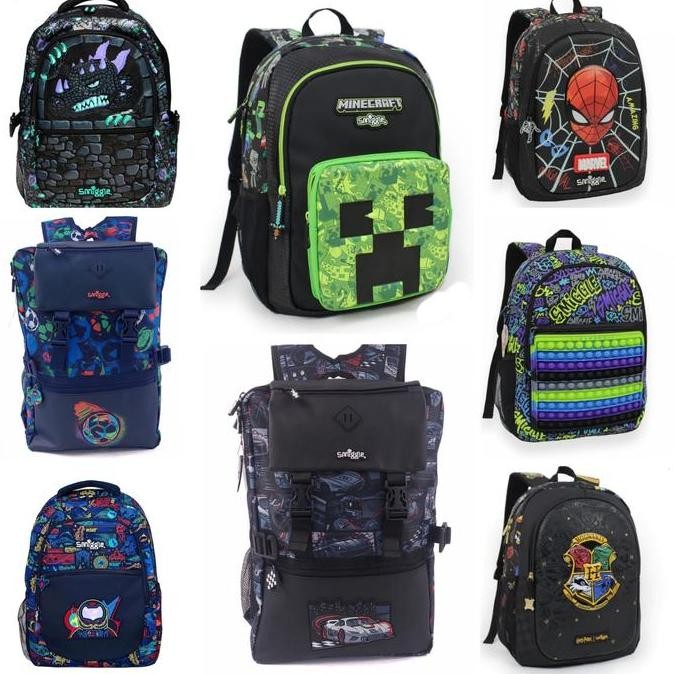 Tas Smiggle Anak SD Ransel Sekolah Cat Unicorn Minecraft Ball Marvel