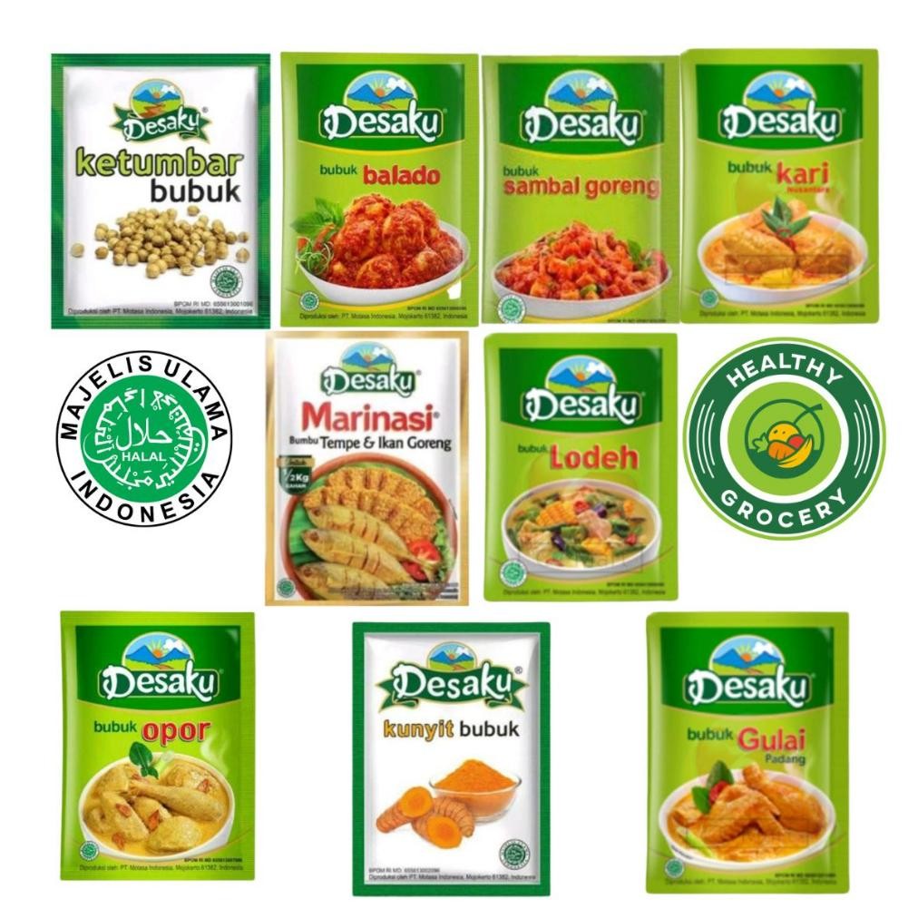 

Desaku Bubuk Balado Sachet / Bumbu Instan Balado / Gulai / Kari / Lodeh / Opor / Sambal Goreng / Bumbu Marinasi / Ketumbar Bubuk / Kunyit Bubuk