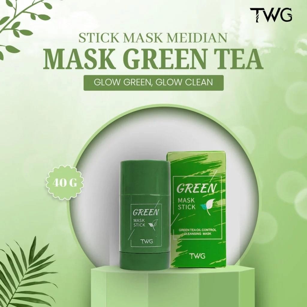 1 Paket Twg Green Stick Masker Wajah Green Tea Mencerahkan Kulit & Twg Green Tea Clay Mask Masker Wa