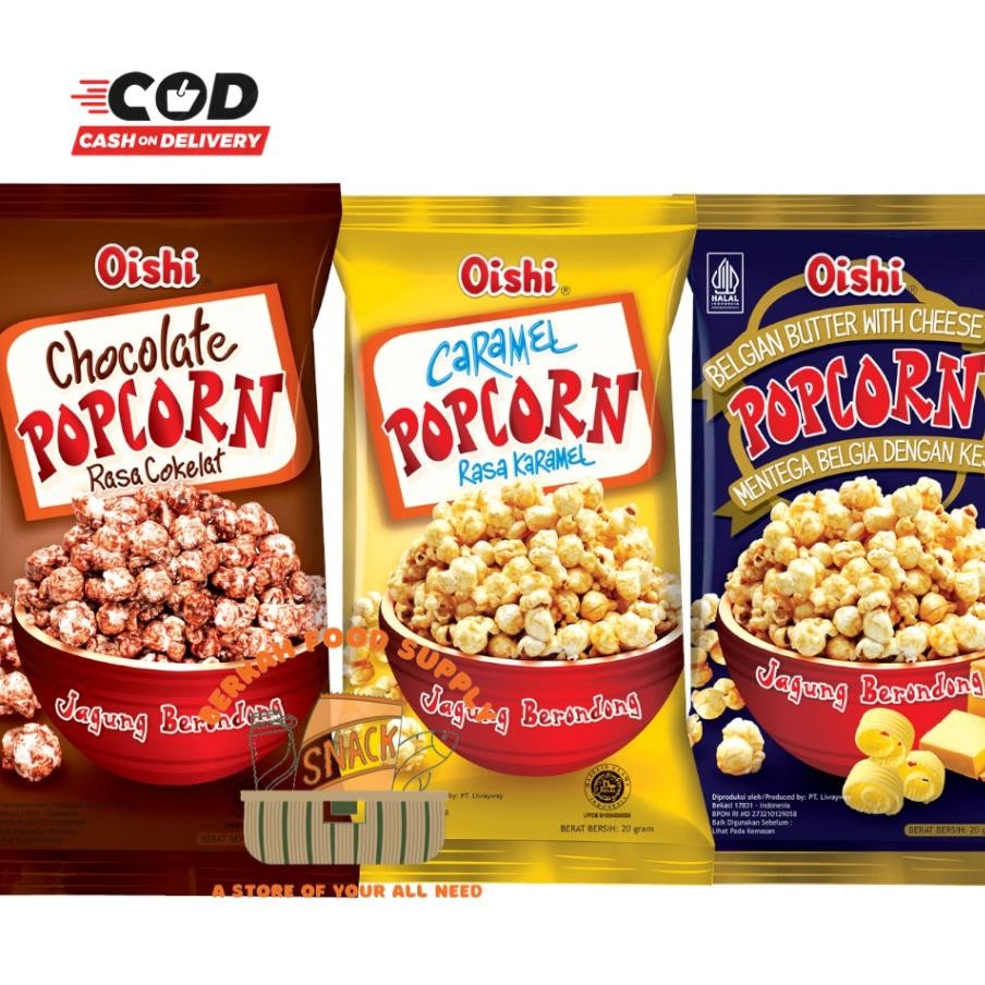 

( BERKAH ) Oishi Popcorn 20gr Belgian Butter Coklat Caramel Snack Jagung Berondong Aneka Rasa Pop Corn Snack Cemilan Anak CHiki