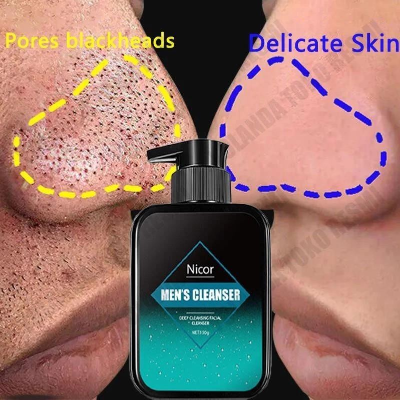 Nicor Pembersih Wajah Pria Pembersih Wajah Jerawat 150G Pria Tungau Pembersih Jerawat Dan Komedo Kon