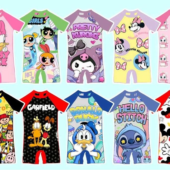 baju renang anak karakter  kapal jangkar roblox minecraft  frozen kuromi toy story 2-11 tahun swimsu