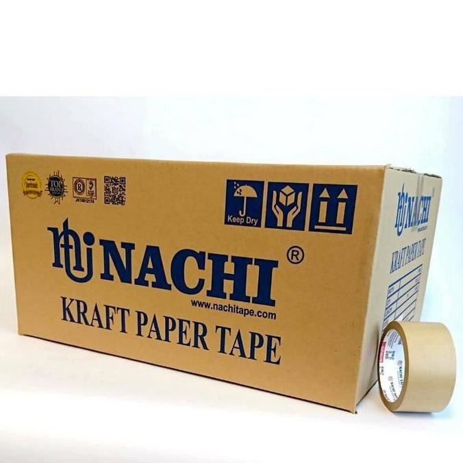 

TERBARU - (Dus) Kraft Tape Nachi Lakban Kertas 48 mm x 14 yard Coklat 2 inch
