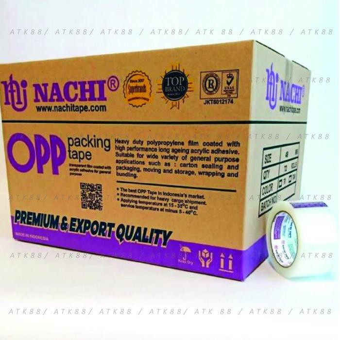 

Opp / Lakban Nachi 2" Bening/Coklat 72Pcs Original Dan Terpercaya
