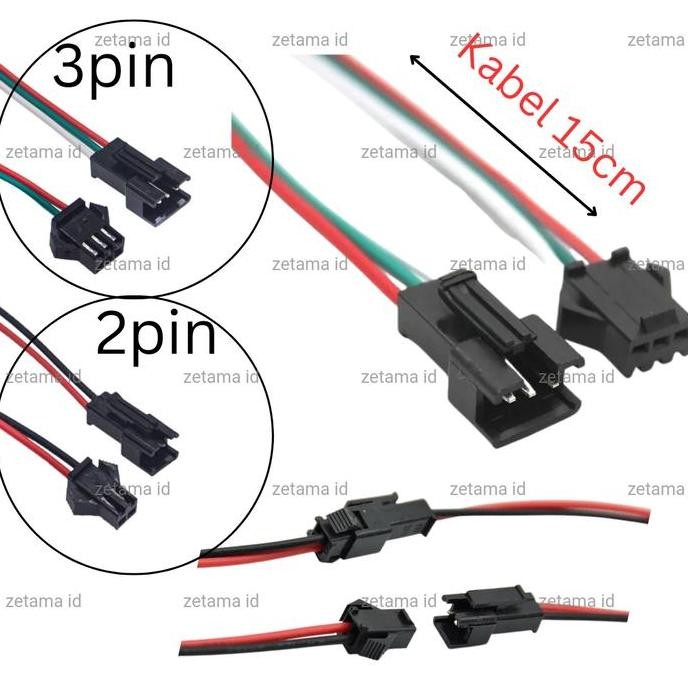 Soket Jst Tusuk Jack DC 2pin 3pin Soket Lampu Led DC Male Female Kabel