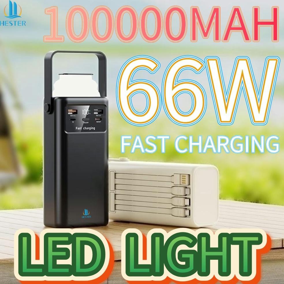 NAMPOL HESTER powerbank 100000mah power bank 200000mah LED camping light powerbank fast charging 66W