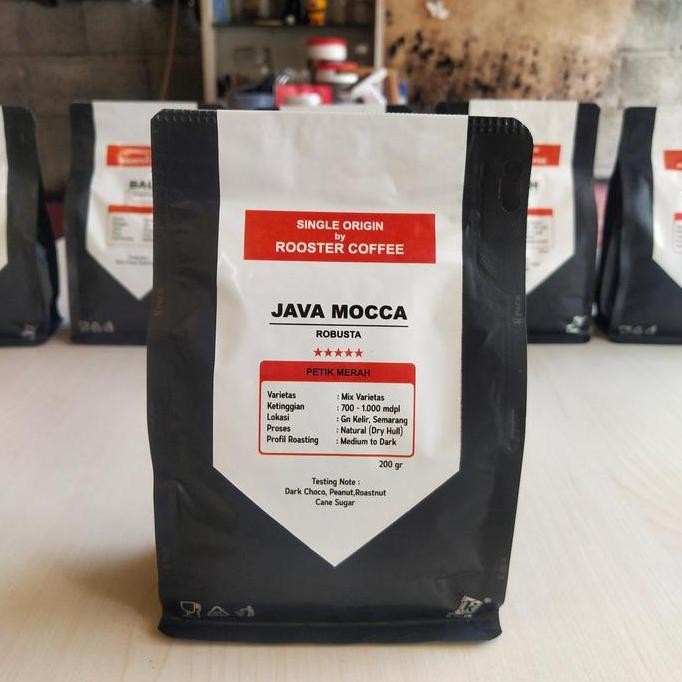 

~~~~~] Kopi Robusta Java Mocca 200 gr Petik Merah Biji atau Bubuk by Rooster