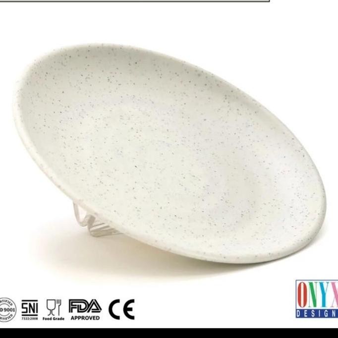 '+'+'+'+] Piring Putih Batu Tembikar Elegant Onyx Makan Nasi Saji Sayur Restoran