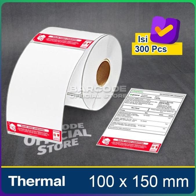 

TERMURAH - Label Unboxing Termal 100 x 150 / 100x150 mm Isi 300 Pcs (1Slop)