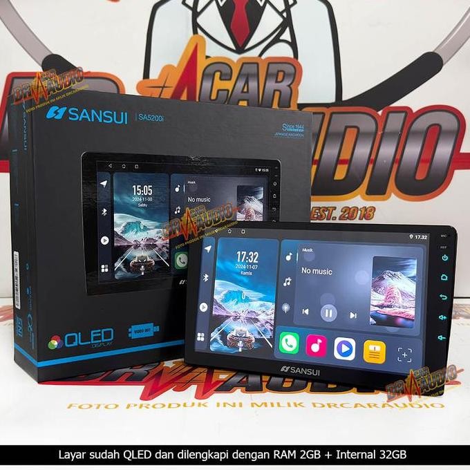 Head Unit Android 9 Inch Sansui QLED RAM 2GB Internal 32GB Double Din Mobil