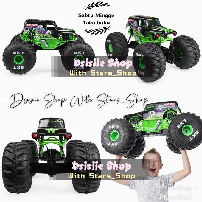 Terjangkau Monster Jam Rc Mega Grave Digger Original With Light 1:6 Scale / Mobil