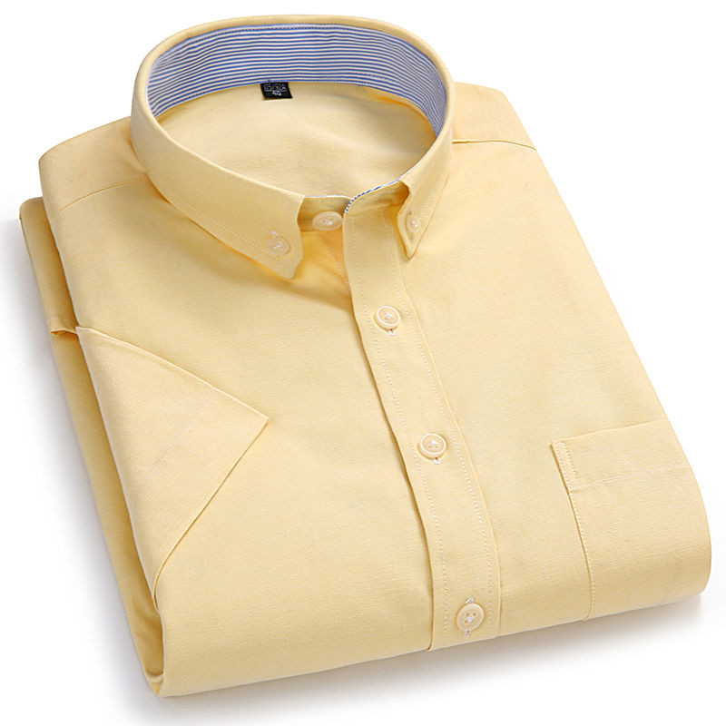 Men's Solid Color Short Sleeve Summer Yellow T-Shirt
