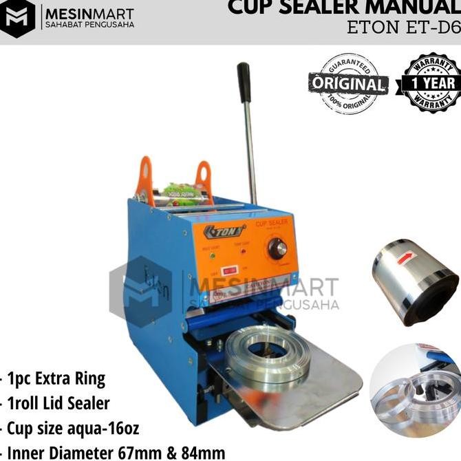 TERBARU - Cup Sealer Eton ET D6 + Gratis 1 roll lid sealer