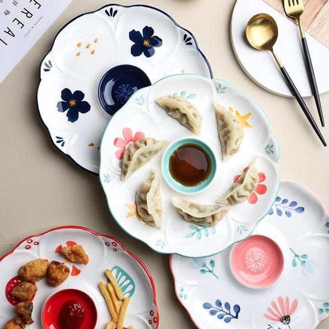 TERBARU - Dimsum Plate Bunga / Baking Tray Piring Makan / Saji Keramik Tableware
