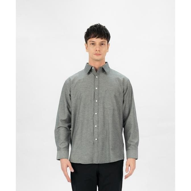 Erigo Basic Long Sleeve Shirt Bhevin Grey - Kemeja Lengan Panjang Oxford Unisex
