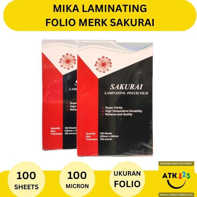 

HARGA DISC - Mika Laminating Film Ukuran Folio Isi 100 lembar Sakurai (100 Micron)