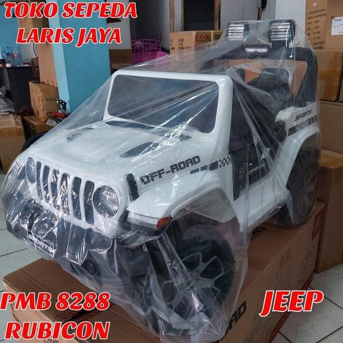 Spesial Mobil Aki Jeep Pmb M8288 Putih , Mobil Aki Mainan Manual Dan Remot