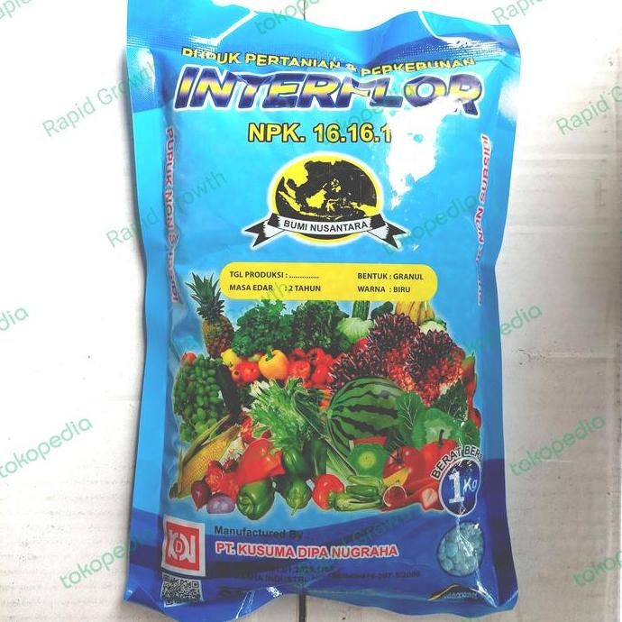 

Terlaris Pupuk Npk 16 16 16 Interflor 1 Kg, Ori Pack