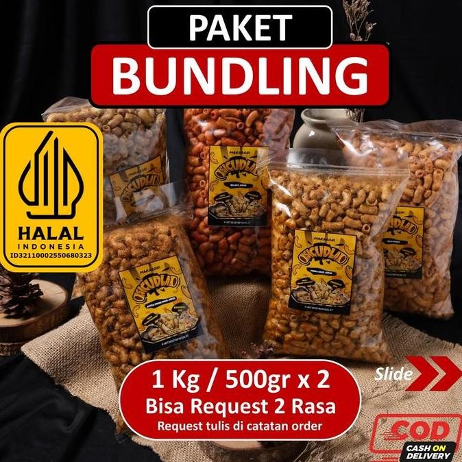 

PAKET BUNDLING 1 KILO Makaroni Bantet SICUDLA 500gr x 2 [Bisa Request Rasa] Food Snack