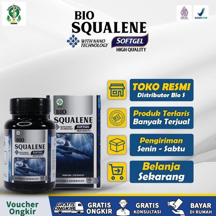 

Terlaris Bio Squalene Softgel - Minyak Hati Ikan Hiu Mengandung Omega 3, 6, 9 - Fish Oil Shark Liver Oil Herbal - Suplemen Vitamin Minyak Ikan