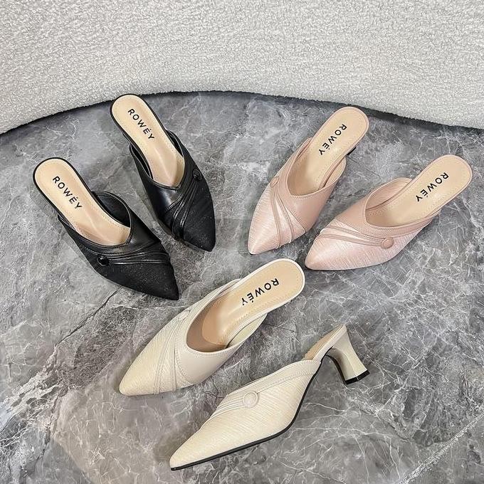 Murah Rowey Sandal High Heels Korea Mules Saori Karet Shoes