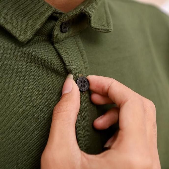 Dzargo Kemeja Polos Pria Lengan Panjang Pique Premium Army (baju dll)