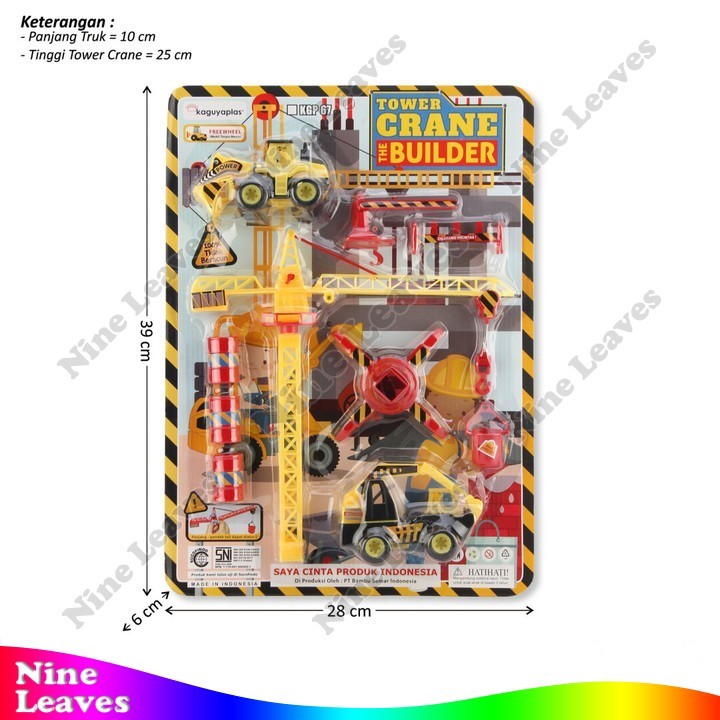 Mainan Kendaraan Konstruksi Truk Konstruksi Set 2 Pcs + Tower Crane dan Acc Tower Crane Builder