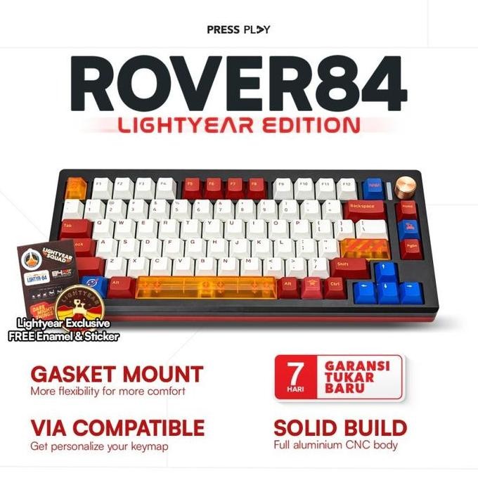 siap kirim press play rover84 lightyear edition wireless rover-84 cnc aluminium mechanical keyboard