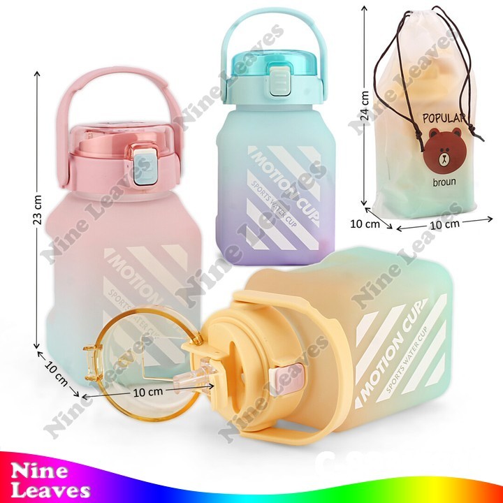 Botol Minum Kotak Gradasi 1300 ml Popular Broun